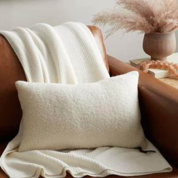 Alpaca Boucle Pillow Cover - Ivory, 12x20
