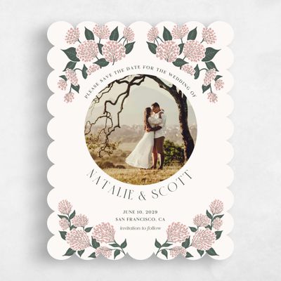 Beige Scalloped Wedding Save the Date - Bellis Photo