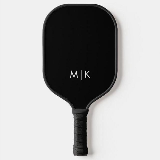 Black and White | Modern Monogram Pickleball Paddle