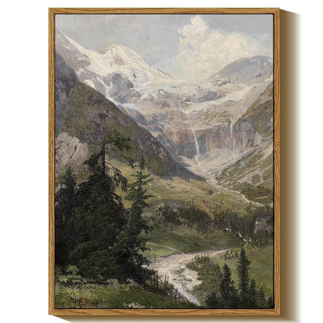 InSimSea Framed Canvas Wall Art Vintage Decor, Mountain Pictures Living Room Decor Aesthetic, Bedroom Bathroom Summer Landscape Wall Pictures, 12"x16"