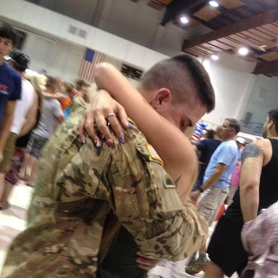 Coming home from his first deployment to Afghanistan in 2015.