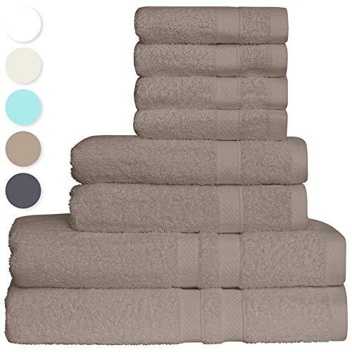 GREEN LIFESTYLE 8 Piece Towel Set (2 Bath- 2 Hand- 4 Wash) Taupe