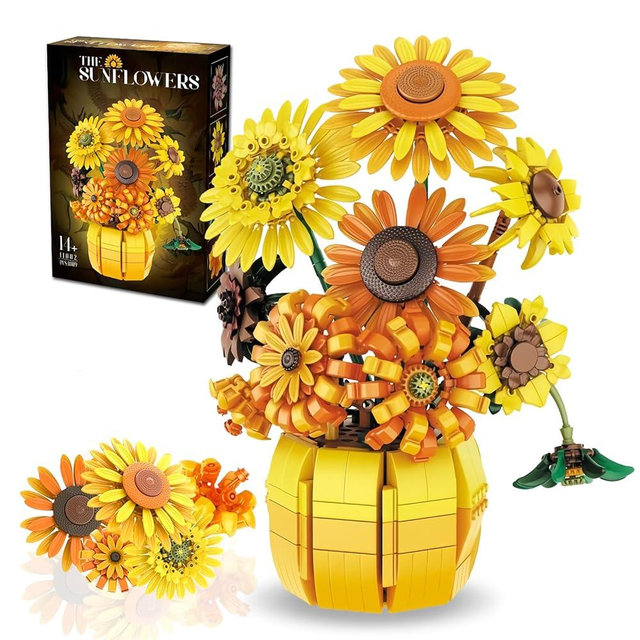 YYMayLsh Sunflowers Building Set for Adult, Van Gogh Prints Art Botanical Collection for Woman Girls 14+, Home Decor/Valentine/Christmas, 1009PCS