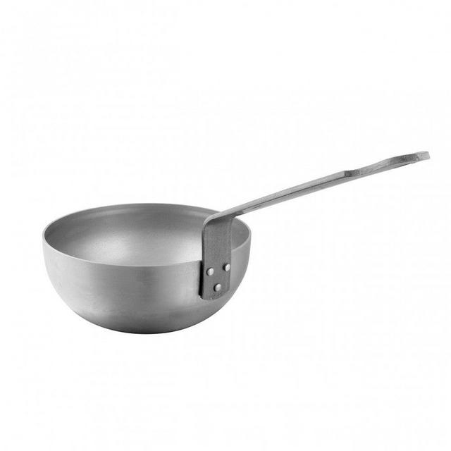 Mauviel 1830 M'STEEL Black Carbon Steel Curved Splayed Saute Pan With Iron Handle, 4.2-Qt