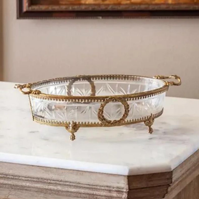 Antiqued Footed Vanity Tray