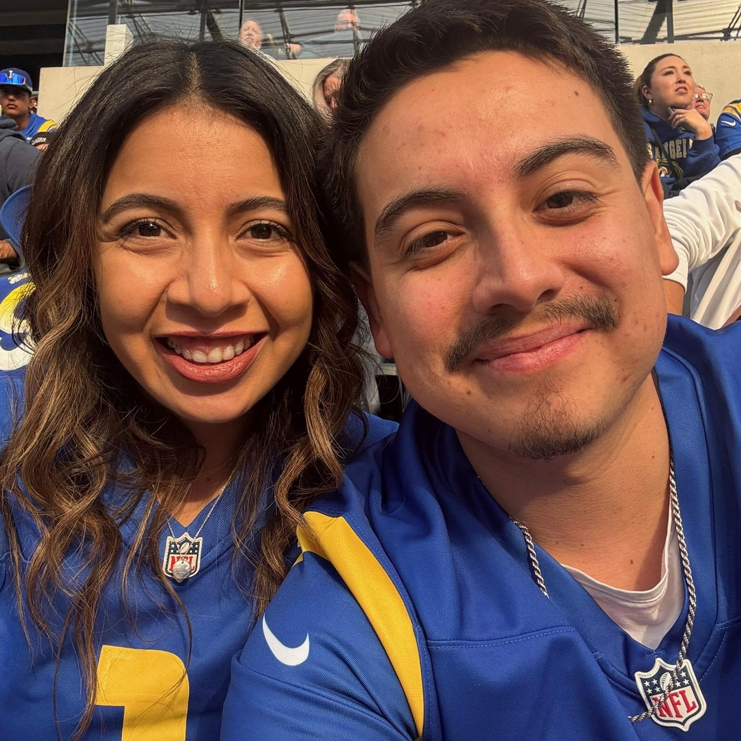 Our first Football Game. Rooting for the Rams.