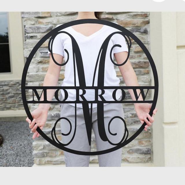 Metal Family Name Sign, Monogram Door Hanger