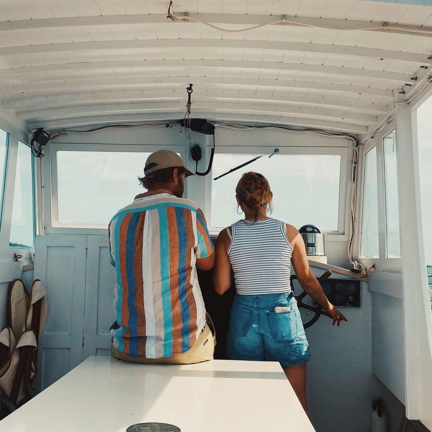 Cruising on a boat to the Bar in Brooklin, in August of 2024.