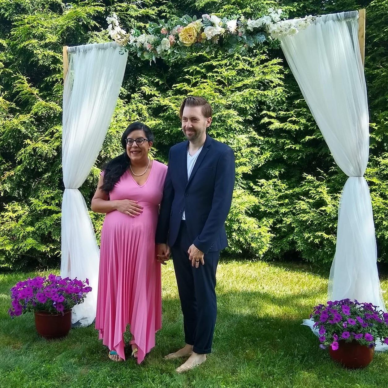 Our small backyard ceremony in the middle of covid, June 2020 (Tanya was 30 weeks pregnant)