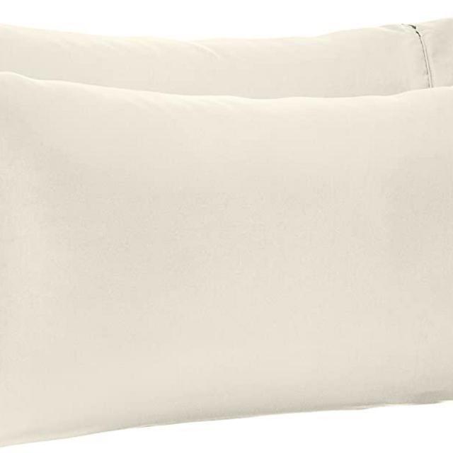 Amazon Basics Lightweight Soft Easy Care Microfiber Pillowcases - 2-Pack, King, Cream