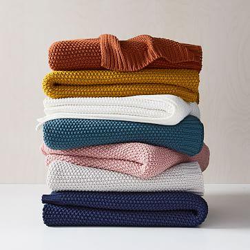 Cotton Knit Throws - Copper Rust