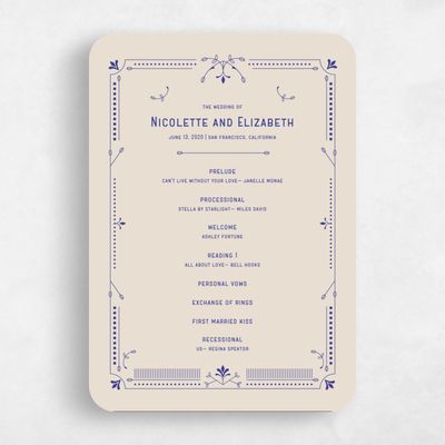 Blue Rounded Wedding Program - Augusta