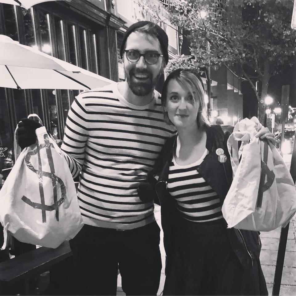 Halloween after we moved into our new house! These robber actually stole each others' hearts.