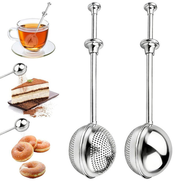 Tea Ball Tea Infuser for Loose Leaf Tea, Stainless Steel Tea Strainers Loose Leaf Tea Steeper with Retractable Long Handle, Fine Mesh Tea Diffusers Filters Reusable Tea Accessories for Tea Lovers