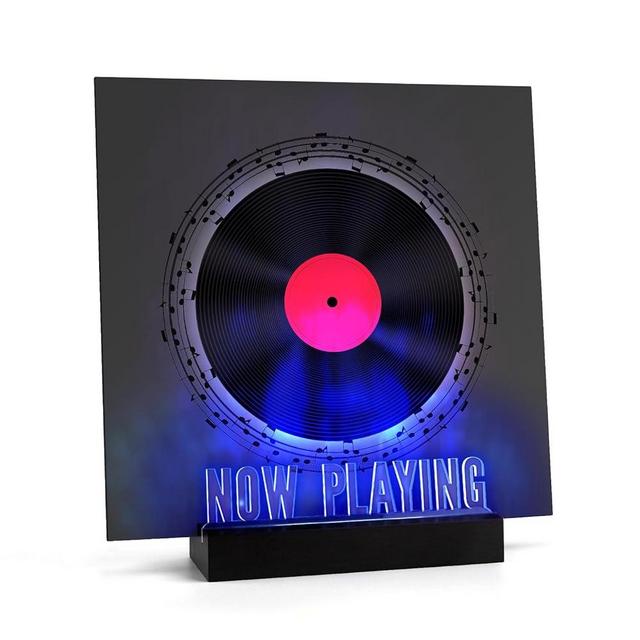 Woodoulogy Now Playing Lighting Vinyl Record Stand,Wooden Acrylic Album Display Holder, Multiple Colors LED Lights Long Play Music Collection Display, LPS Storage Holder for Record