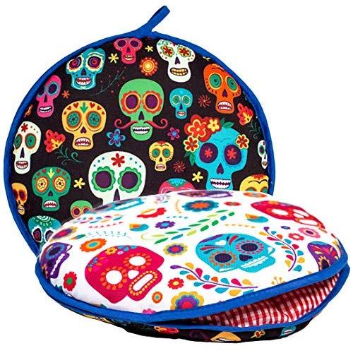 Largest! TWO SIDED Tortilla Warmer, 12” Insulated and Microwaveable, Fabric Pouch Keeps Them Warm for up to One Hour! Perfect Holder for Corn & Flour, Insulated Keeper! By ENdeas