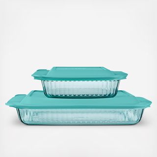 4-Piece Sculpted Tinted Square Baking Dish Set