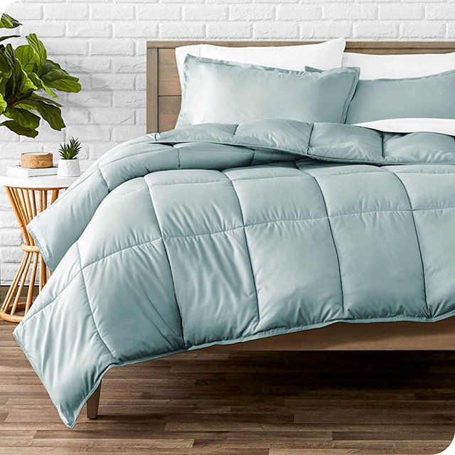 Bare Home Comforter Set - Queen Size - Ultra-Soft - Goose Down Alternative - Premium 1800 Series - Reversible - All Season Warmth (Queen, Light Blue)