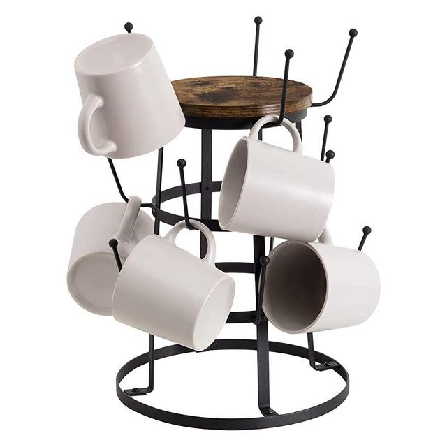 Giikin Coffee Mug Holder Tree , 3 Tier Rustic Mug Rack with 15 Hooks for Countertop, Mug Holder for Cup Drying/Cup Storage/Coffee Nook Decor Display