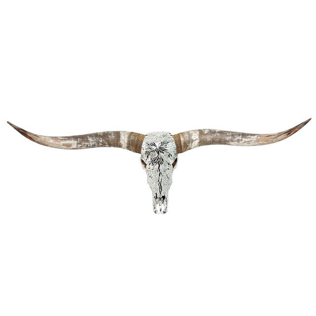 Skull Bliss - Genuine Longhorn Skull Wall Art - Animal Skull Decor with a Handmade Design (Standard Horns)