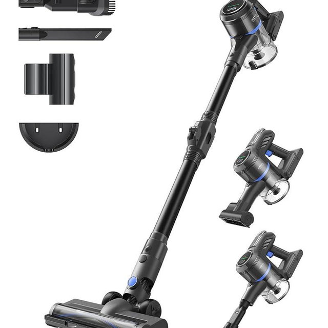 MOVA J30 Cordless Vacuum Cleaner, 4-in-1 Stick Vacuum, 180° Folding Tube Cleans Corners, 60Min Runtime, LED Display, Anti-Tangle Brush with Lights, Lightweight Deep Clean Pet Hair, Hard Floor, Carpet