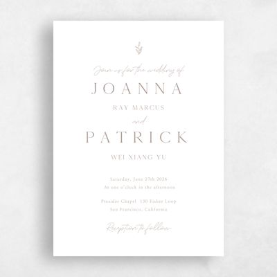 White Wedding Invitation - Sivas Portrait
