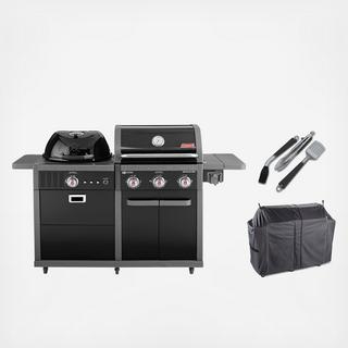 Revolution Dual Fuel 5-Piece Gas Barbeque Grill & Charcoal Kettle Grilling Tool Set