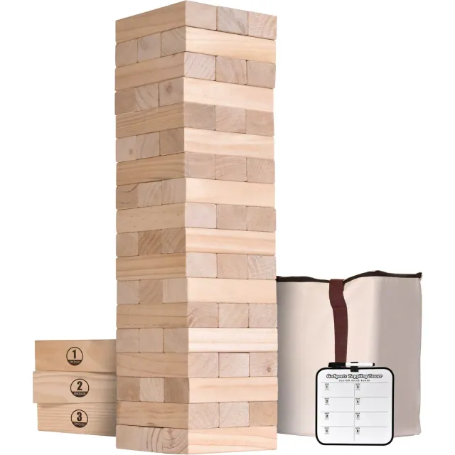GoSports Giant Toppling Tower Tabletop Sports Game with Bonus Rules