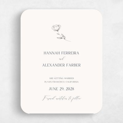 Beige Rounded Wedding Save the Date - Luana Portrait