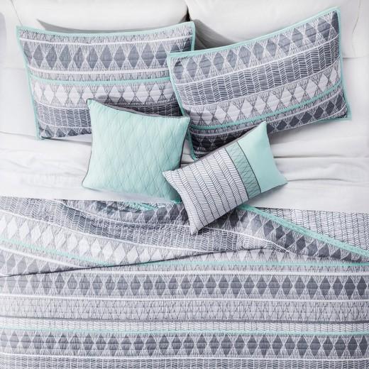 Grey Dayton Geometric Microfiber Quilt Set - 5-pc