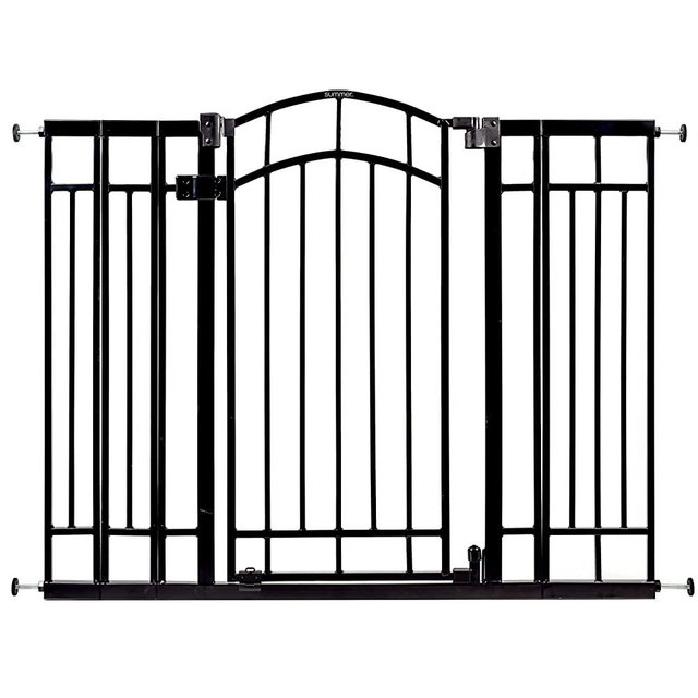 Summer Multi-Use Decorative Extra Tall Walk-Thru Baby Gate, Fits Openings 28.5" to 48" Wide, Black Metal, for Doorways and Stairways, 36" Tall Baby and Pet Gate, Black, One Size
