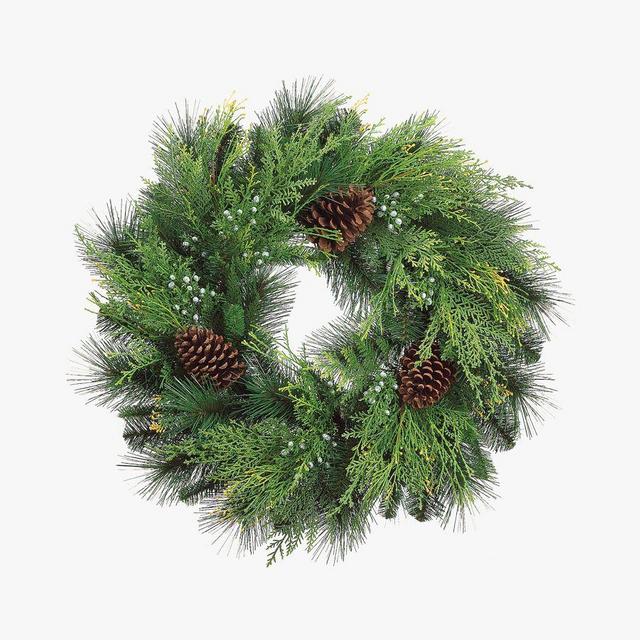 Faux Pinecone & Berry Cedar Wreath, 24"