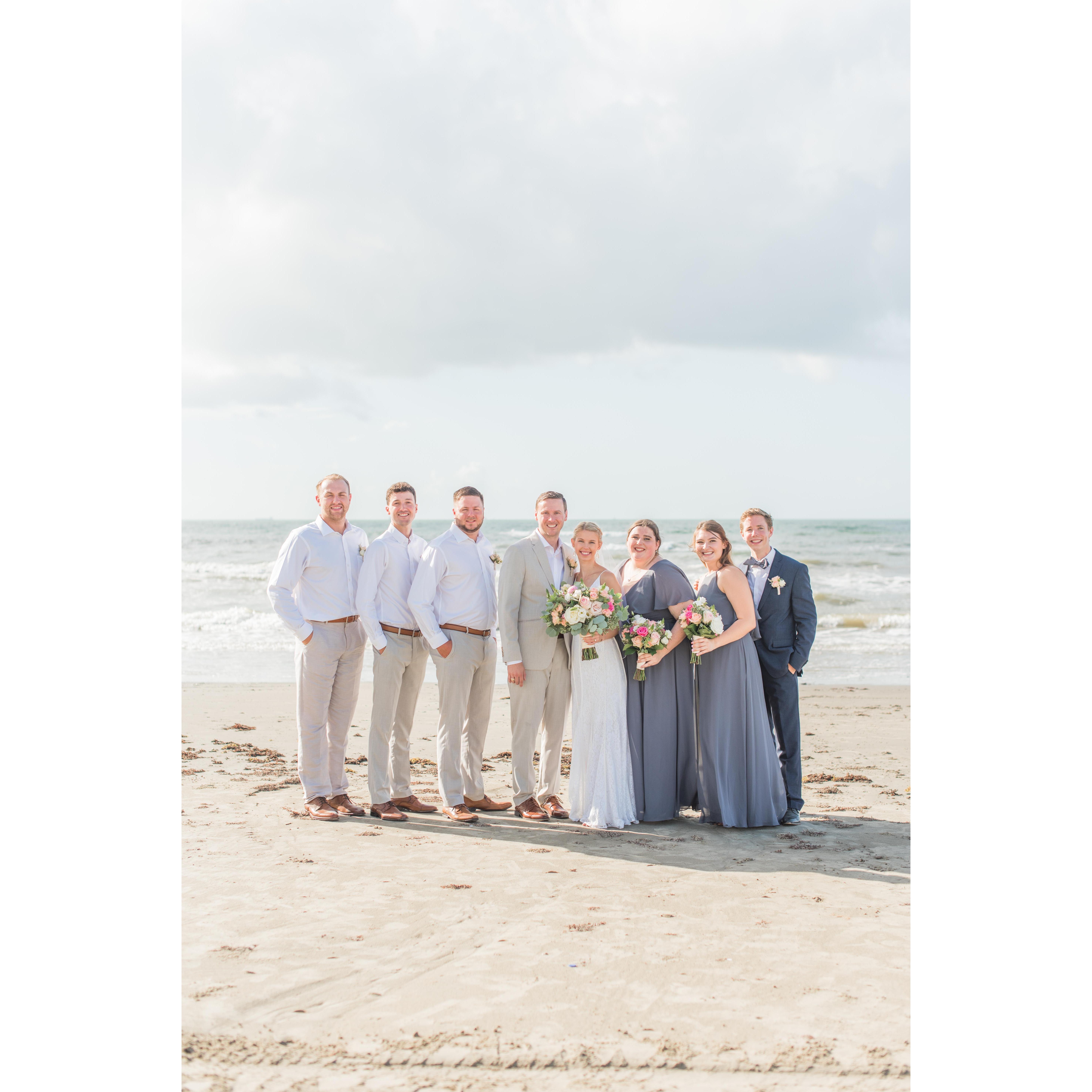 Our bridal party; Left to right - Austin Adams, Jake Cronk, Sam Bush, Michael, Reagan, Kathryn Sadler, Eliza Thomas, Brady Meyer