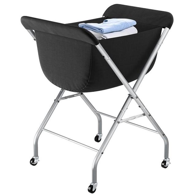 ELYKEN Laundry Cart with Wheels, 33”H Easy Rolling Laundry Hamper with Removable Liner Bag, Sturdy Metal Frame Clothes Basket with 4 Casters and 2 Brakes