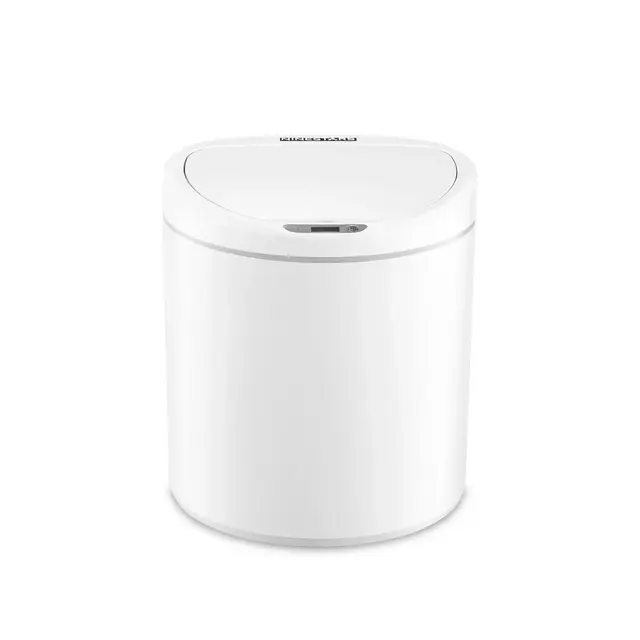 Nine Stars 10L/2.6gal Motion Sensor Trash Can White: Small Bathroom & Toilet Trash Can, Indoor Plastic, Battery Operated