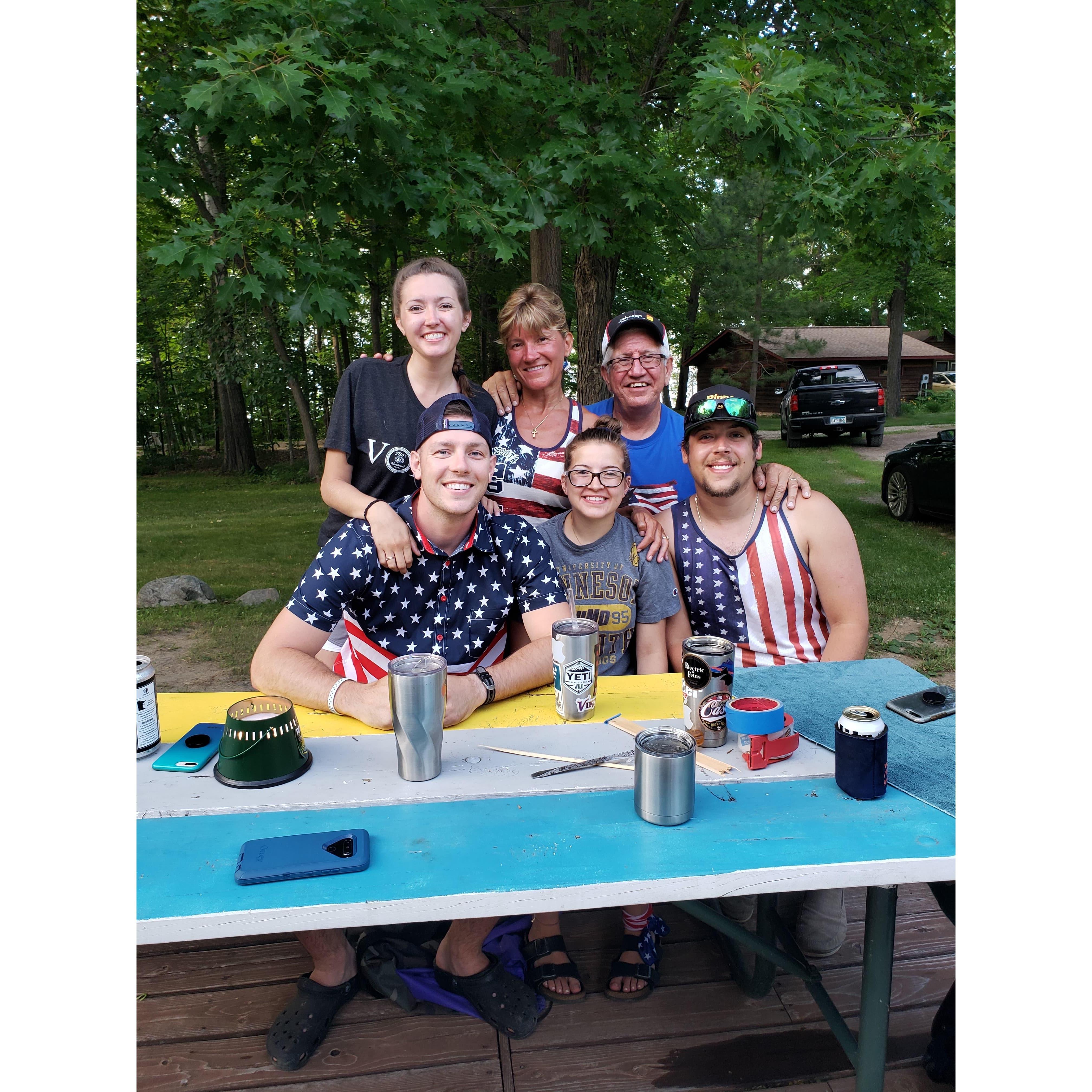 4th of July 2020.
Top row: Courtney, Melissa (mother of the bride), Dan (father of the bride)
Bottom Row: Jay, Cassidy (sister/maid of honor), Trevor (groomsman)