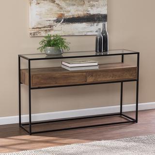Olivern Glass-Top Console Table