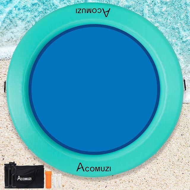 ACOMUZI Water Hammock Inflatable Floating Dock, Round Floating Ring Lake Floats for Adults, Heavy Duty Pool Float Raft for Ocean and Lake, 6FT/8FT