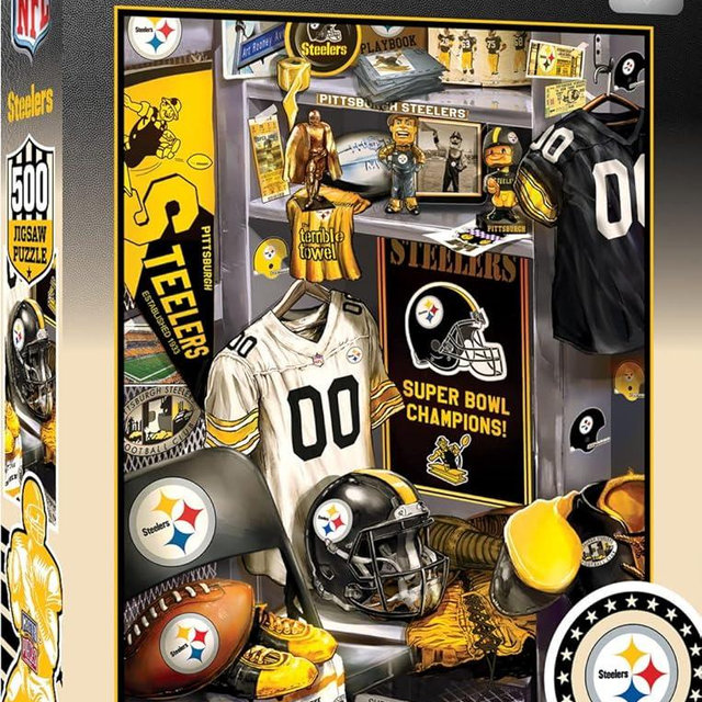 MasterPieces Game Day 500 Piece Jigsaw Puzzle for Adults - NFL Pittsburgh Steelers Locker Room - 15"x21"