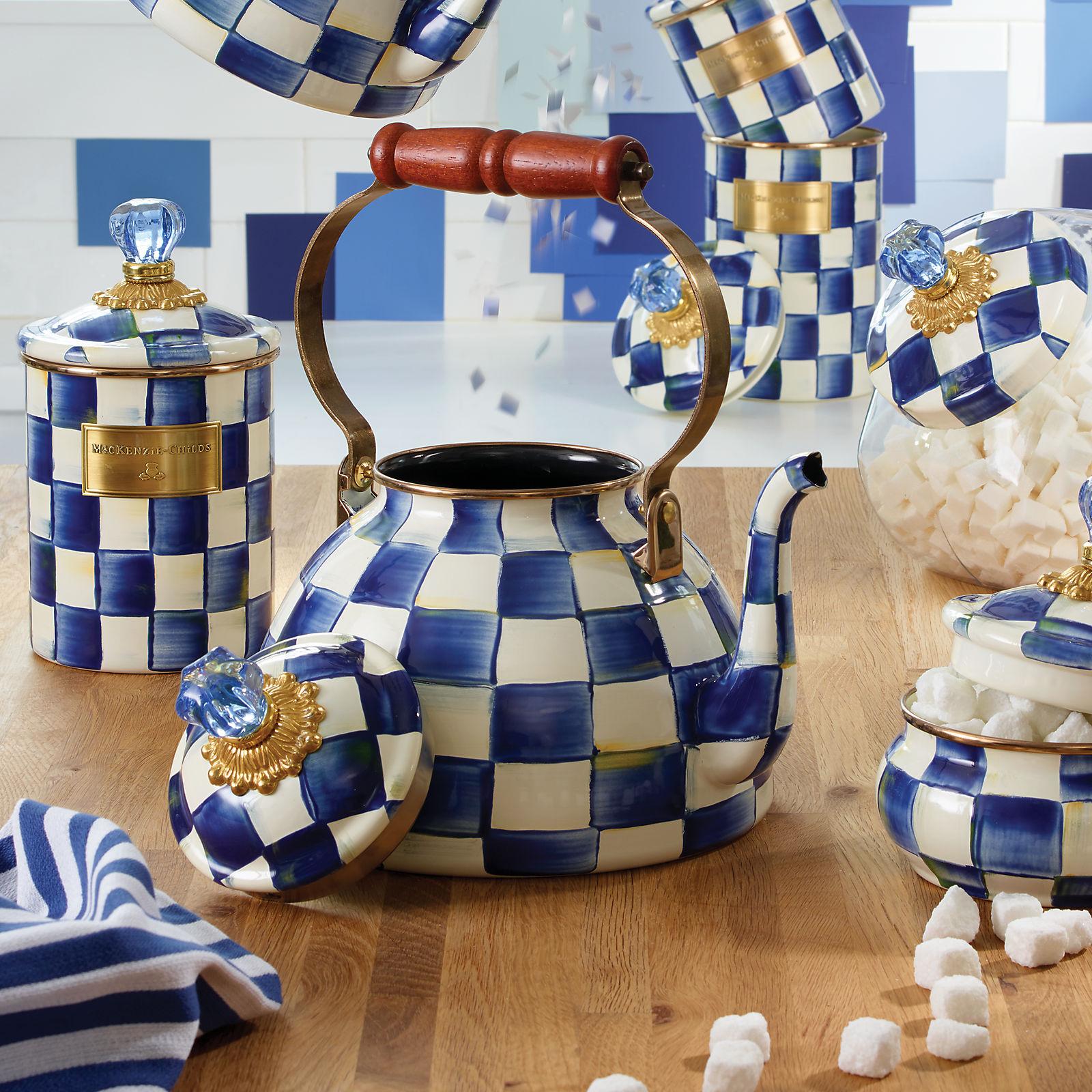 MacKenzie-Childs, Royal Check Enamel Tea Kettle | Zola