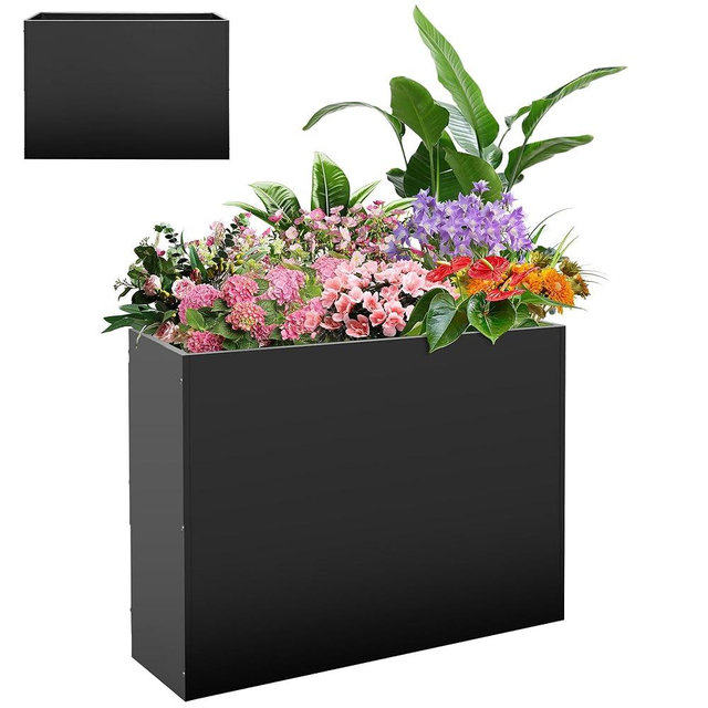 Metal Planter Box, Planter Boxes Outdoor Heavy Duty, Rectangular 3 Tier Adjustable Height Outdoor Planter, Galvanized Steel Plant Box, Garden Planter for Plants and Flowers, 37'' L x 13'' W x 26'' H
