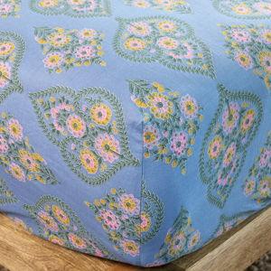 Mix & Match Cotton Fitted Sheet - Blue Willow Medallion