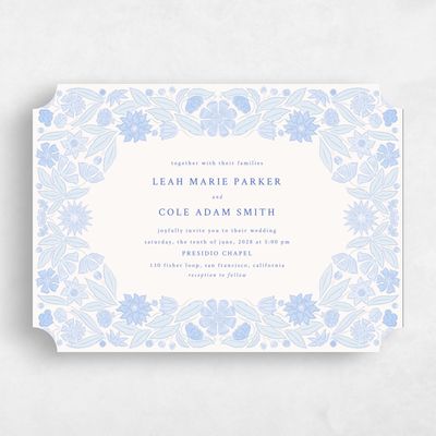 Blue Ticket Wedding Invitation - Juliet Landscape