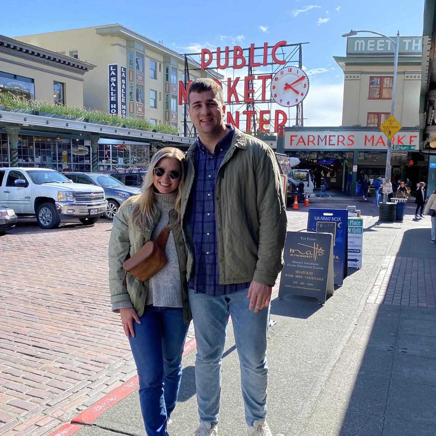 Visiting the Public Market on our road trip from Seattle to Vancouver.