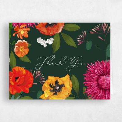 Dark Forest, Green Wedding Thank You - Blossom Landscape