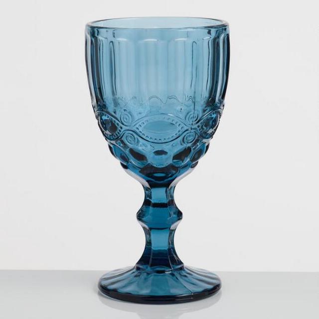 Blue Pressed Glass Goblets Set of 4