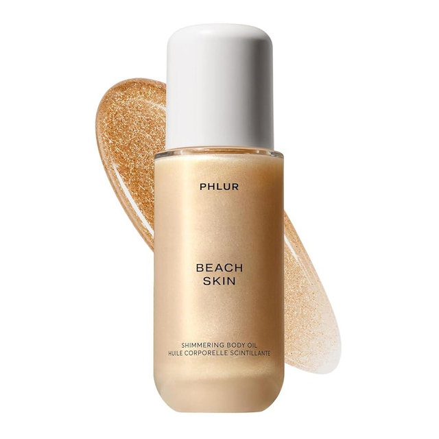 PHLUR Beach Skin Shimmering Body Oil, 4 Fl Oz – Coconut, Vanilla & Sandalwood Scented Body Oil for Women & Men, Hydrating Moisturizing After Shower Oil with Subtle Glow & Skin Musk Finish