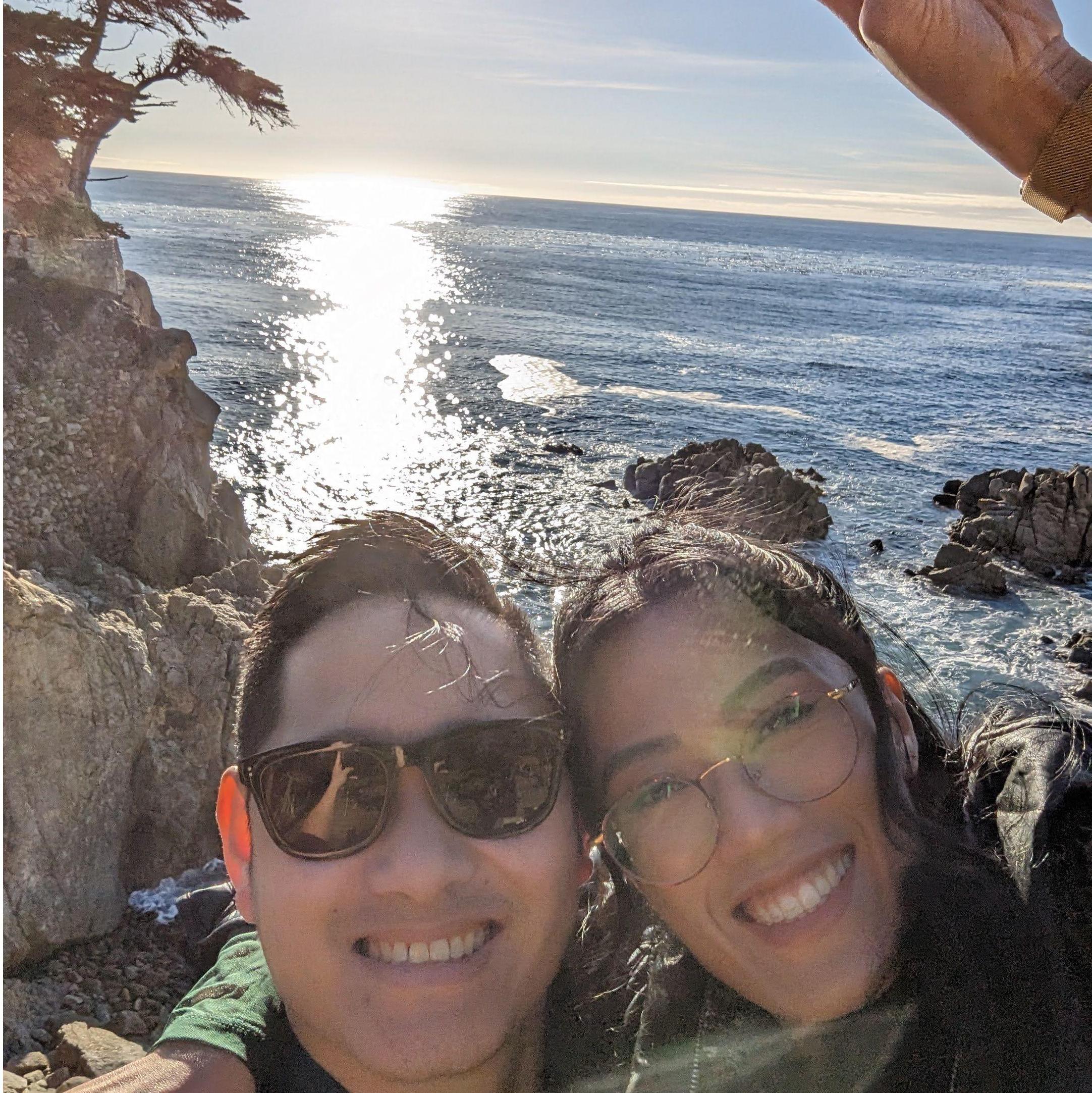 Our last selfies together right before Mark proposed.