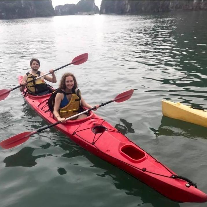 We kayaked on the beautiful Ha Long Bay in Vietnam as part of a 3 day cruise. We signed up for a cruise of 20 people but when nobody else registered they put us on a private boat! Score!