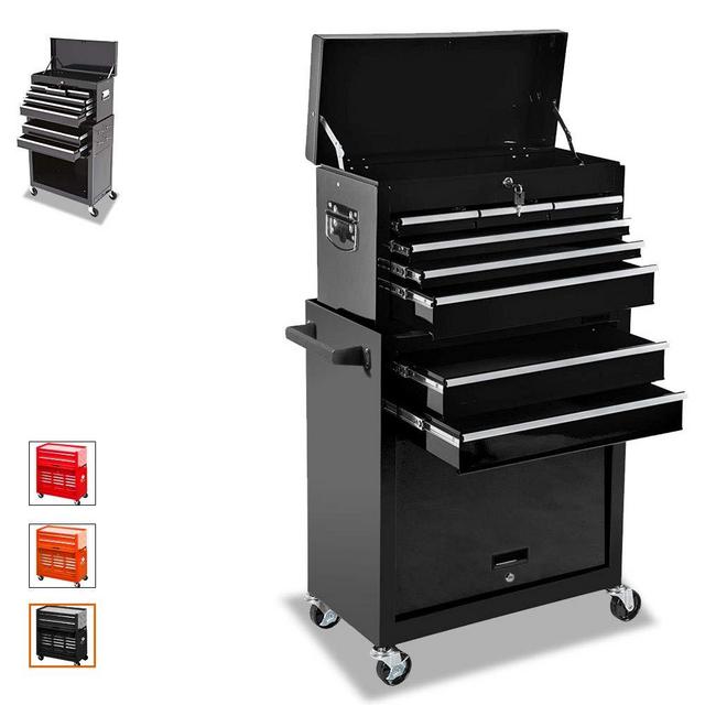 Tool Chest 8-Drawer Tool Box Rolling Tool Chest Removable Tool Cabinet, Sliding Metal Organizer Large Capacity Rolling Tool Storage Box for Garage or Small Work Shop,Black